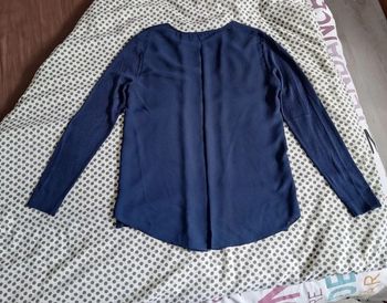 Pull femme bleu marine 38 / 40 bi-matière très bon état