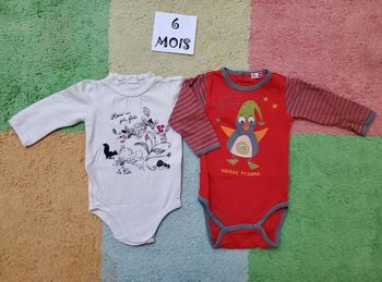 Lot 2 bodies manches longues- 6 mois - DPAM et Cie des petits - TBE