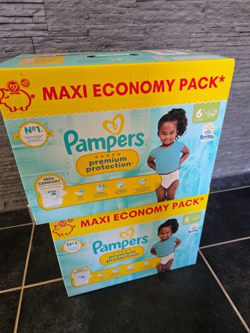 2 cartons couches pampers premium taille 6