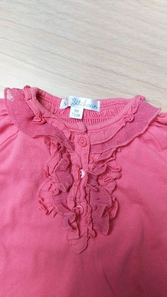 T shirt rose dentelle 9 mois kitchoun - photo numéro 2