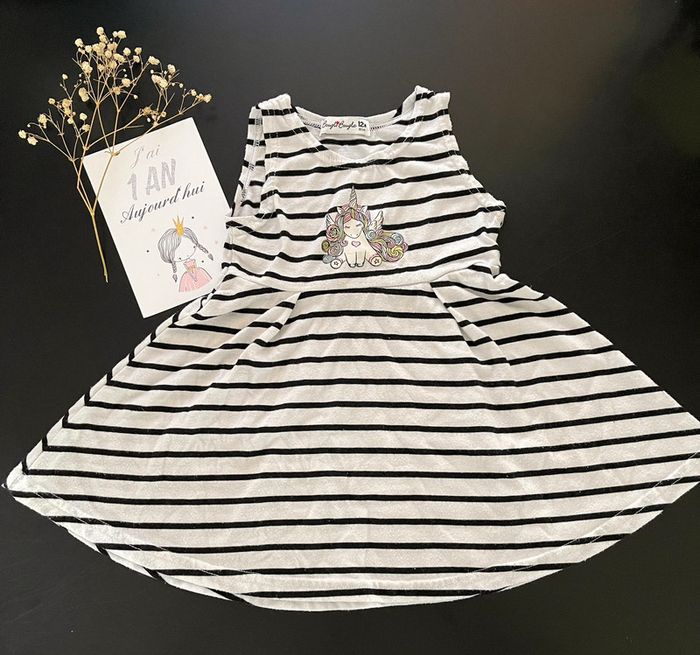 Robe marinière licorne 12M
