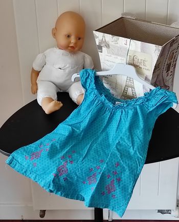 🌸 Tunique à manches courtes fille 5 ans – motif oriental, turquoise et rouge