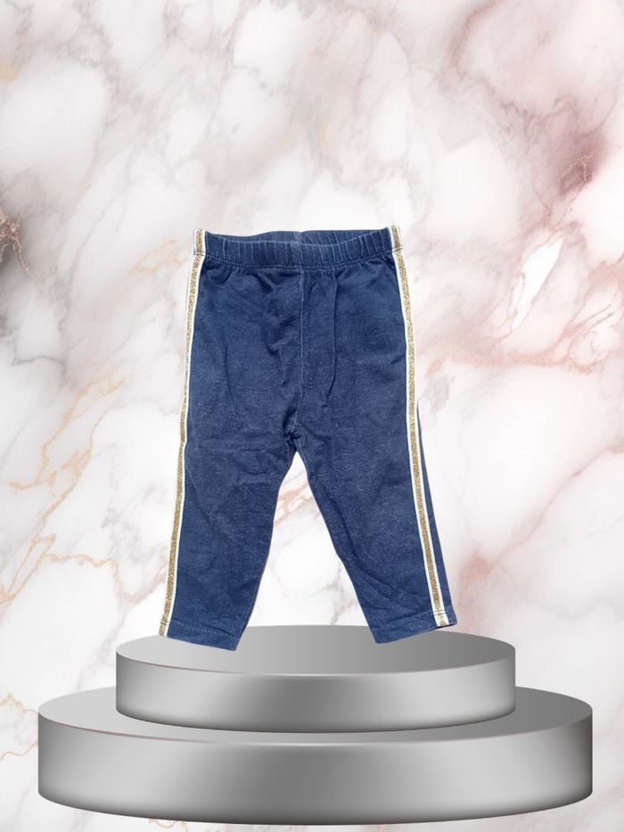 Legging Denim Bébé fille taille 12 mois Lignes Dorées pour Bébé Stylé🥇