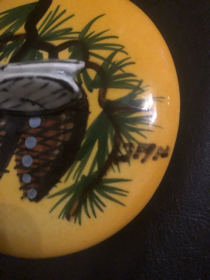 Sucrier vintage »Vallauris »jaune et cigale - photo numéro 3