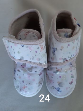 Chaussons à scratchs en toile fille - papillons - Bellamy - 24
