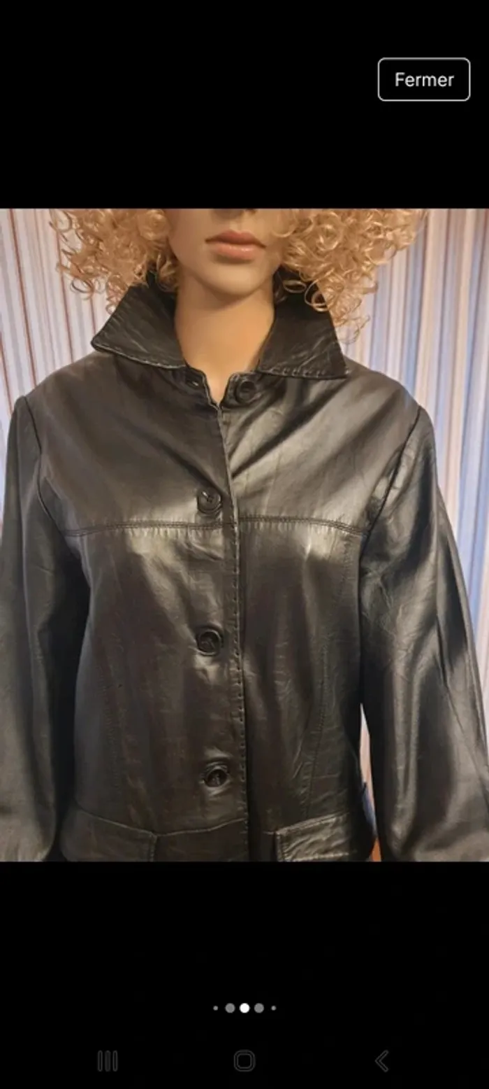 Manteau vintage cuir noir Authentic taille 42 - photo numéro 7