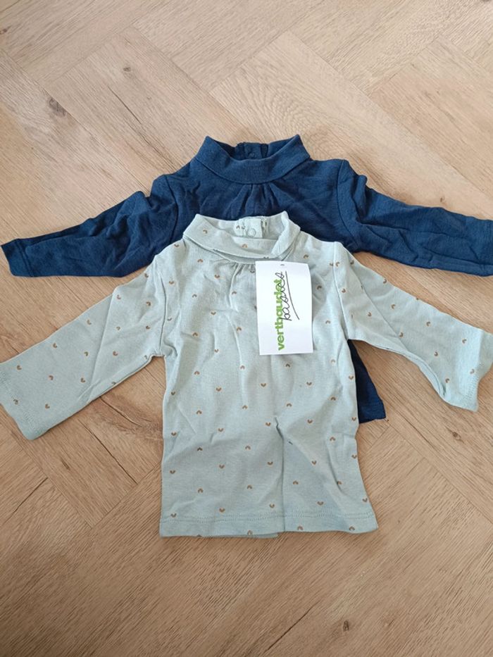 Lot de 2 sous pull neuf 3 mois vert baudet