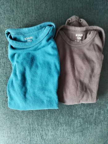 Lot de deux bodys manches longues 12 mois kiabi
