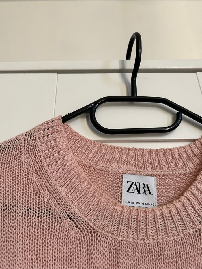 Pull à crochet rose pâle Homme Zara Tailles L-XL - photo numéro 4