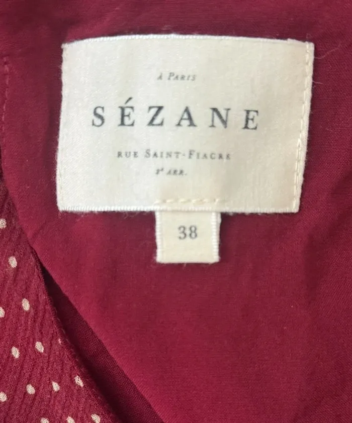 Robe Sézane en soie bordeaux à pois – Taille 38 - photo numéro 5