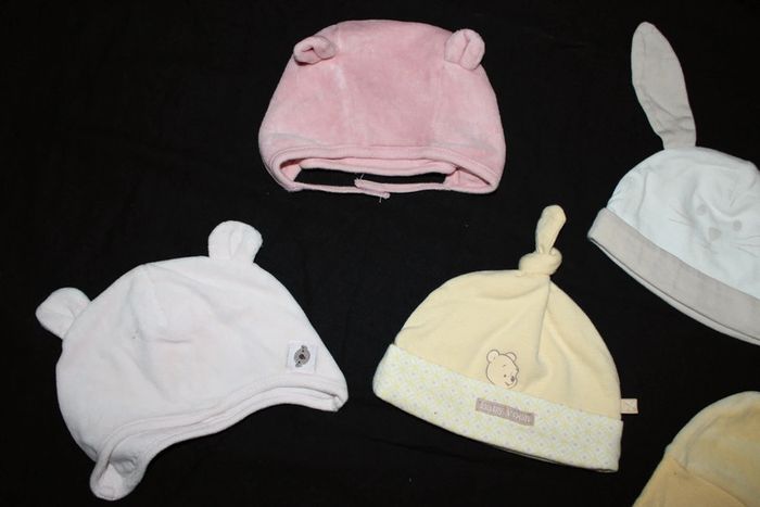 Lot de 5 bonnets naissance + moufles - photo numéro 4