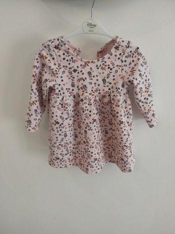 Robe d'hiver rose à fleurs 12/18 mois