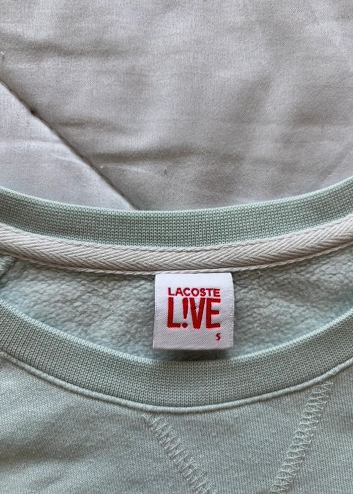Pull sweat léger col rond Lacoste live bleu clair intérieur polaire devanlay taille S/36 - photo numéro 6