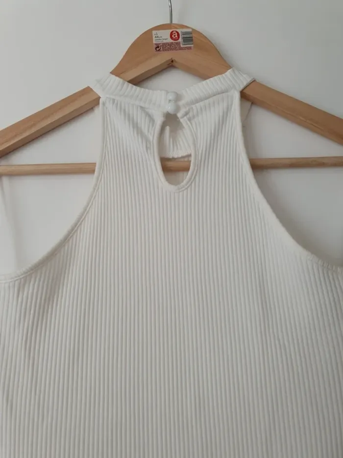 Robe bande sur le côté coloré attache derriere au cou avec bouton - photo numéro 5