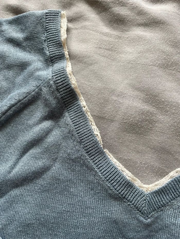 Pull col V bleu Zara - photo numéro 2