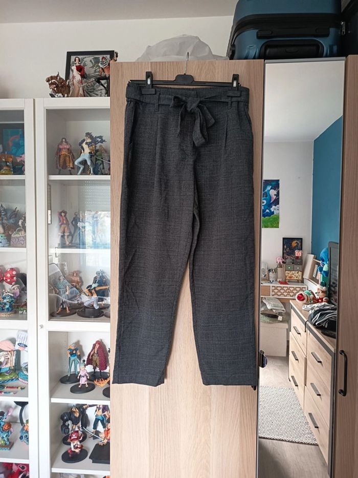 Pantalon habillé gros carreaux noir kiabi - Taille XL 42 - photo numéro 2