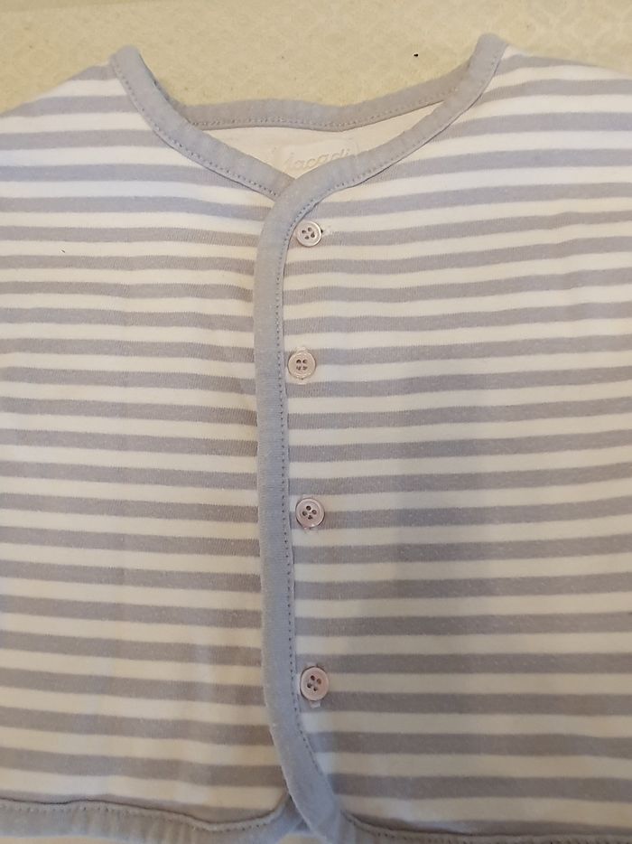 Gilet Jacadi 6 mois blanc/gris perle