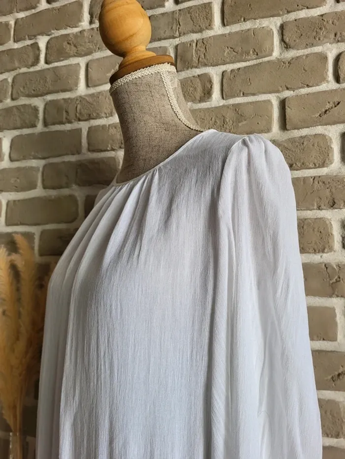 Blouse blanche bohème à dentelle crochetée Zara - photo numéro 5