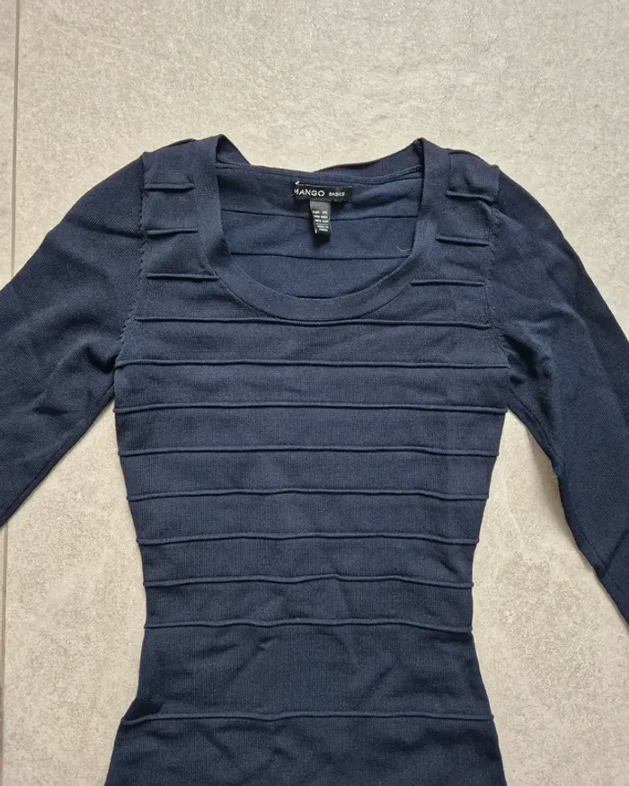 Robe moulante 3/4 bleu marine mango - photo numéro 2