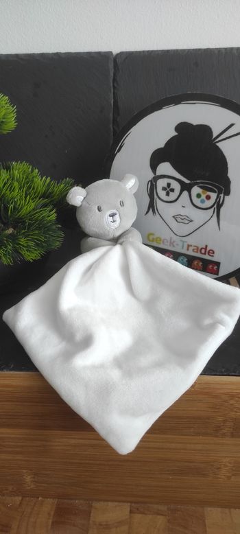 Doudou mouchoir ours P'tit Bisou Aubert gris blanc koala 227004 Dc3771ab Souris