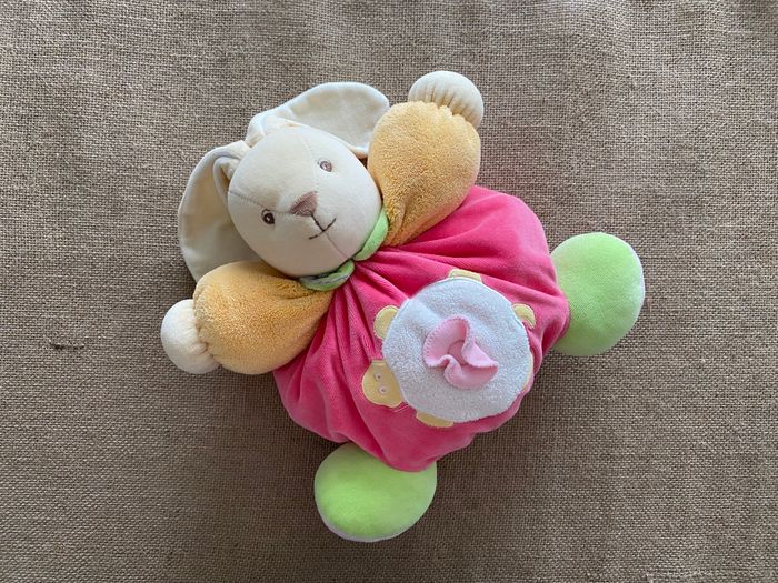 Doudou lapin patapouf tortue rose orange 25 cm Kaloo