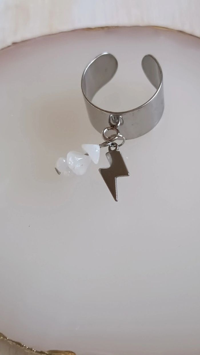 Jolie bague à breloques en acier inoxydable argenté