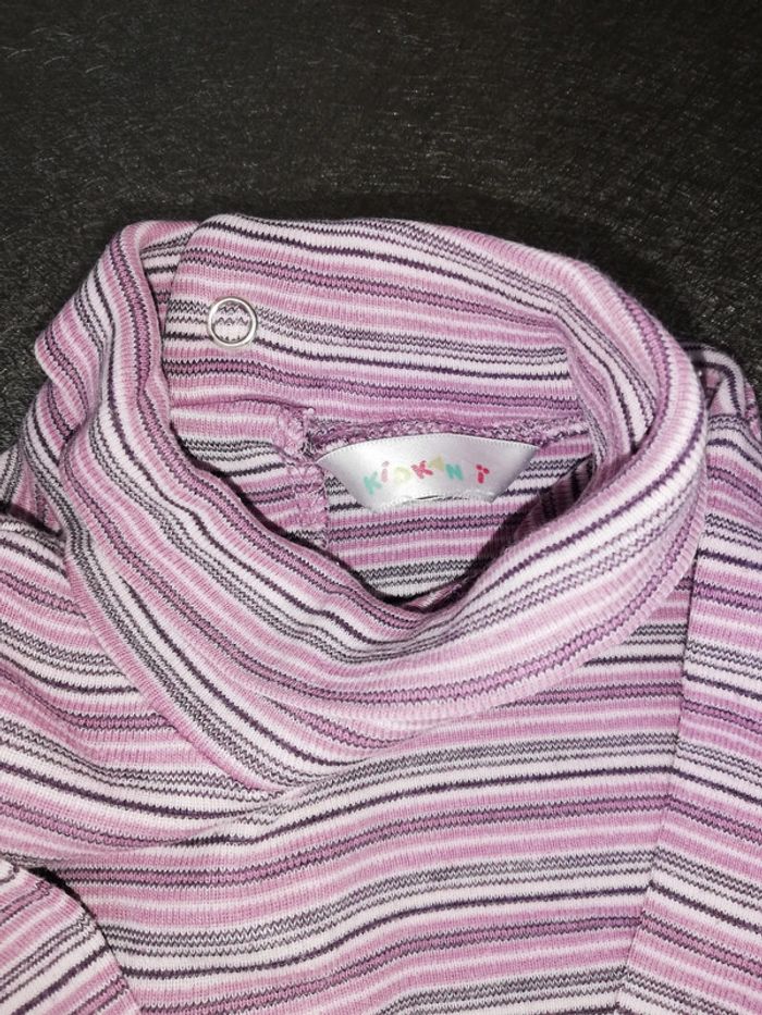 Sous pull rayé ton mauve violet 9 mois fille kidkanai - photo numéro 2