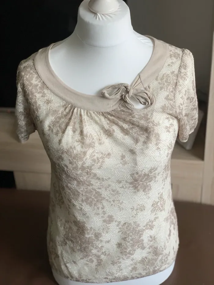 blouse MC beige crème - photo numéro 3