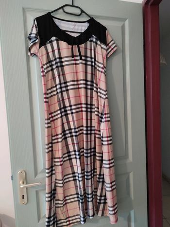 Robe arabe de maison motif carreaux (gandoura)