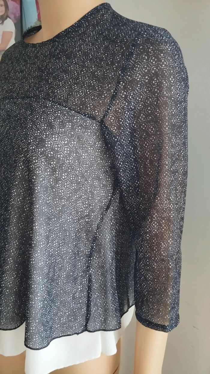 Blouse noire et blanche femme taille s - photo numéro 5