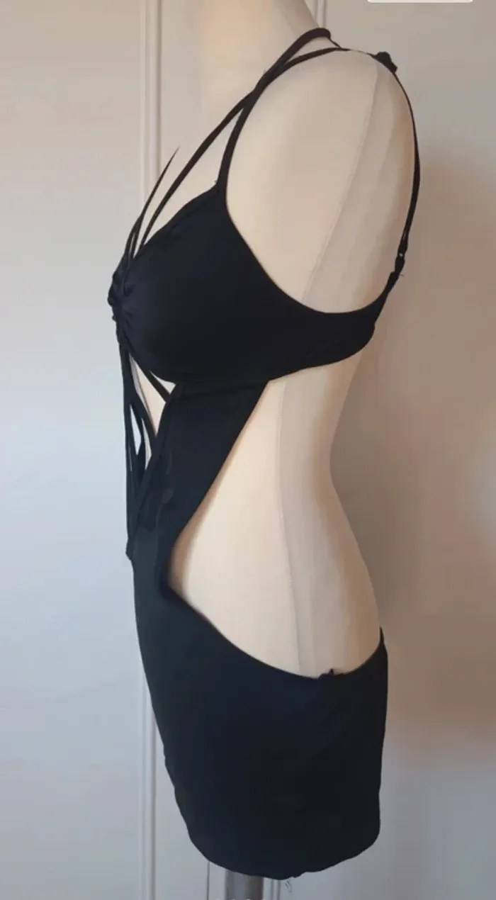 💎robe nuisette à lacets femme sexy taille unique s 36 m 38 noir intense - photo numéro 3