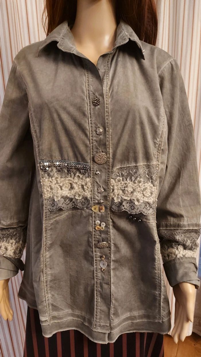 Chemise  chic gris Bottega t L - photo numéro 2