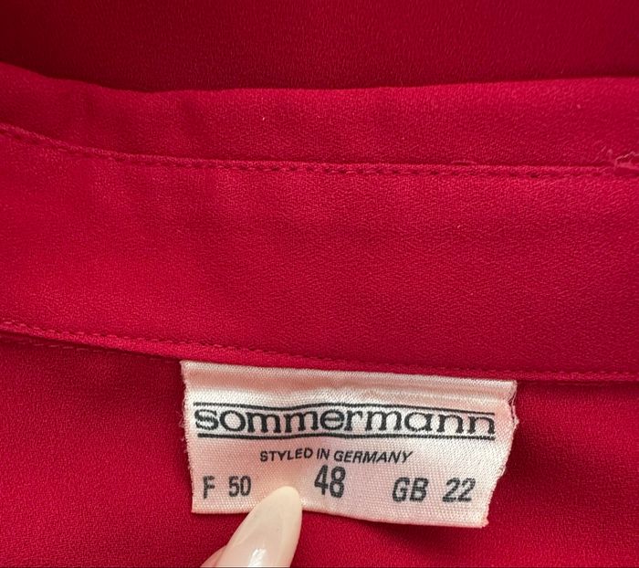 Chemisier brodé rouge framboise et doré Vintage T50 5XL - photo numéro 7