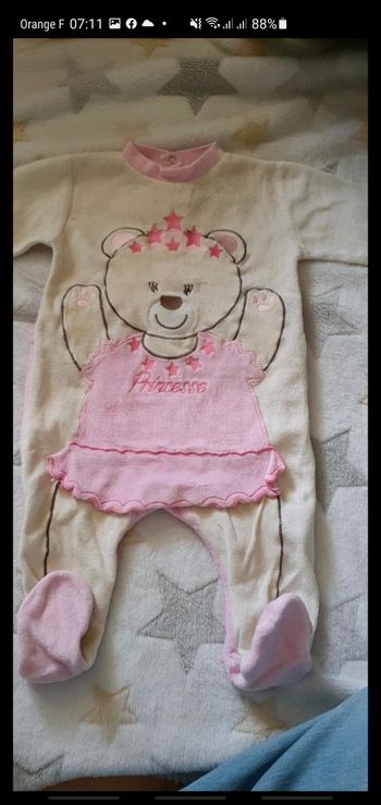 Grenouillere fille beige ours