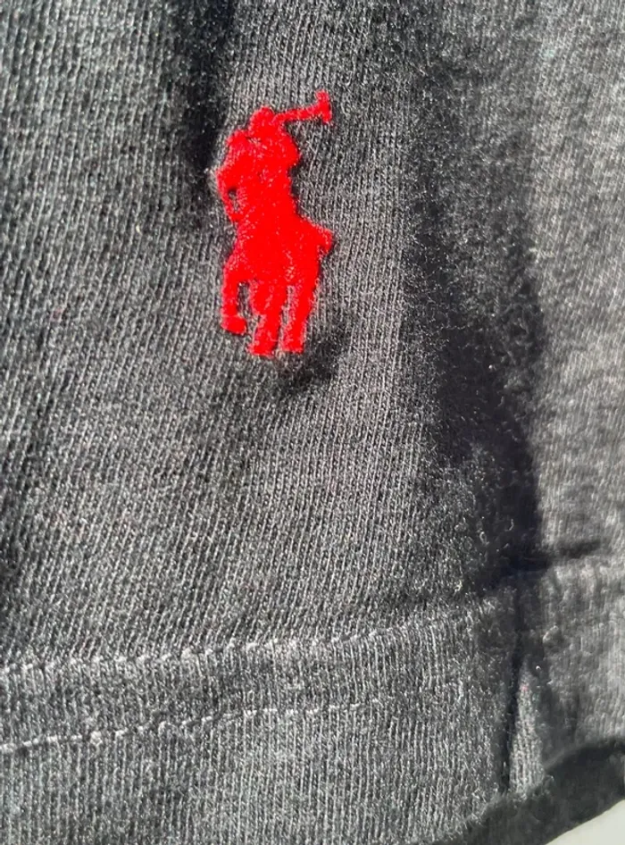 T-shirt short sleeves black red logo embroided Ralph Lauren mens L - photo numéro 3