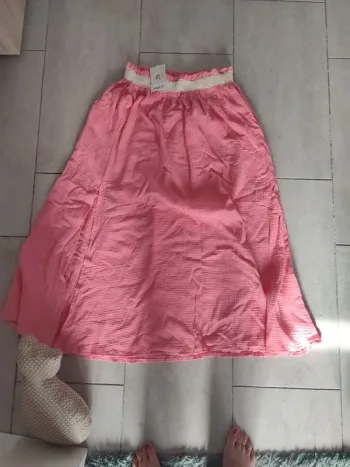 Jupe longue gaz de coton ceinture dorée