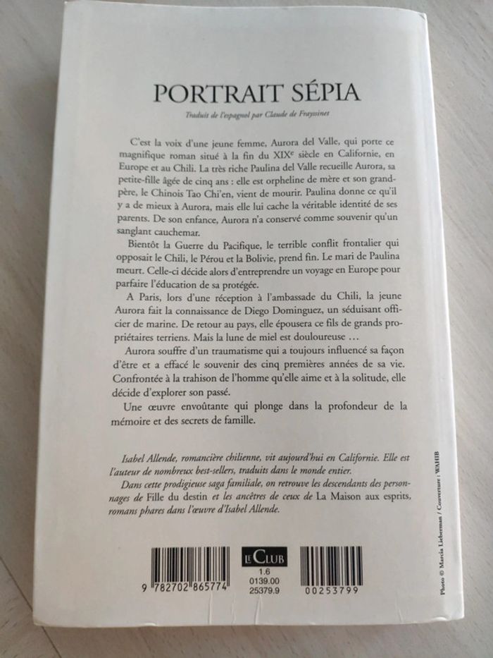 Livre grand format Portrait sépia Isabel Allende - photo numéro 7
