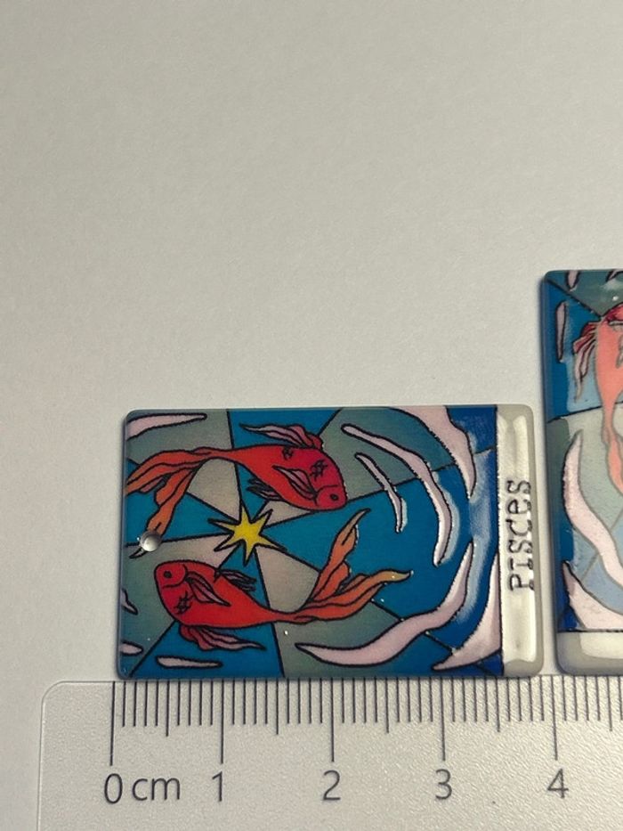 A184 Paire de grandes breloques Poissons recto verso - photo numéro 5