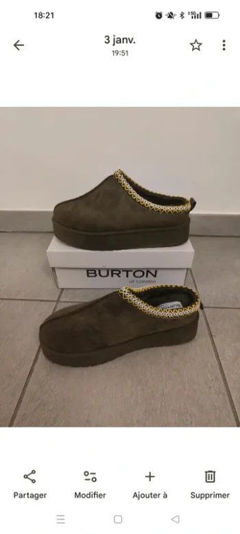 Mules femme burton Kaki 41