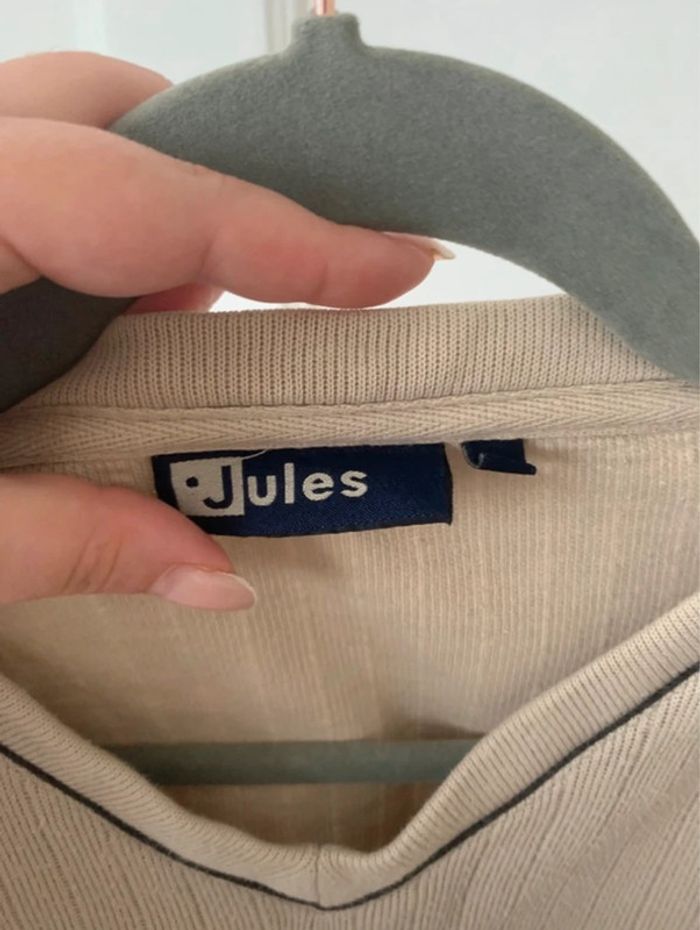 Pull col V vintage crème homme - Taille XL Jules - photo numéro 3
