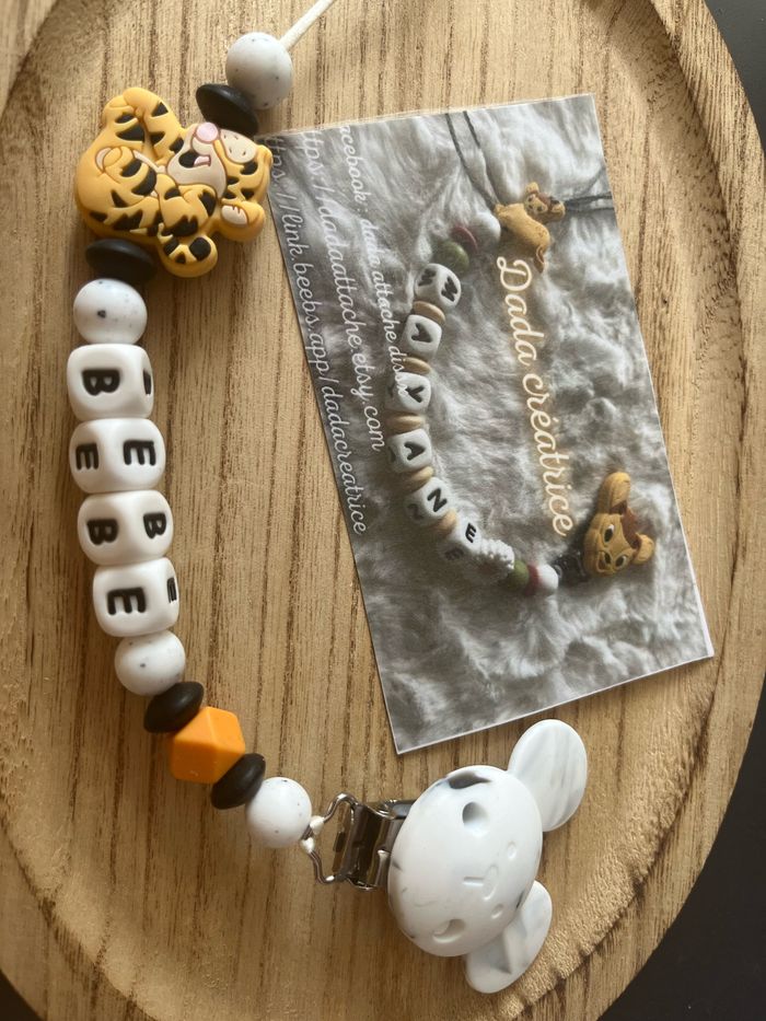 Attache tétine personnalisé tigroue