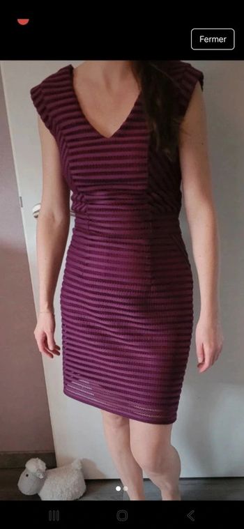 Jolie robe de cérémonie cocktail habillée naf naf prune 38