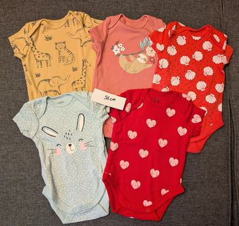 Lot de 5 bodiies manches courtes - 56 cm / 1 mois - C&A - Neuf juste lavé