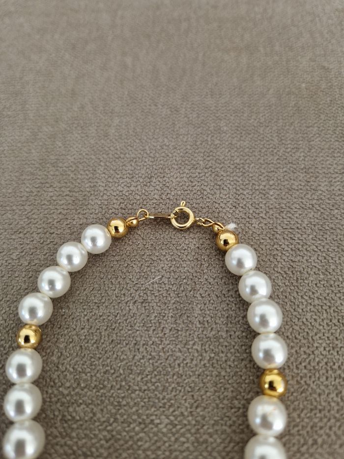 Bracelet perles blanches et dorées - photo numéro 3