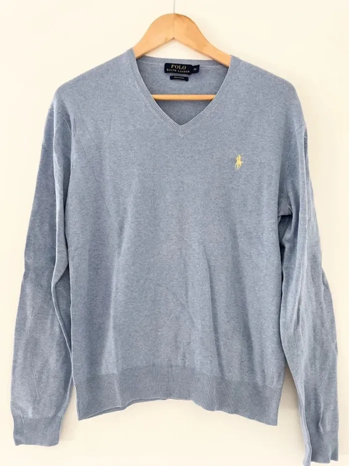 Pull homme polo Ralph Lauren bleu gris taille XS
