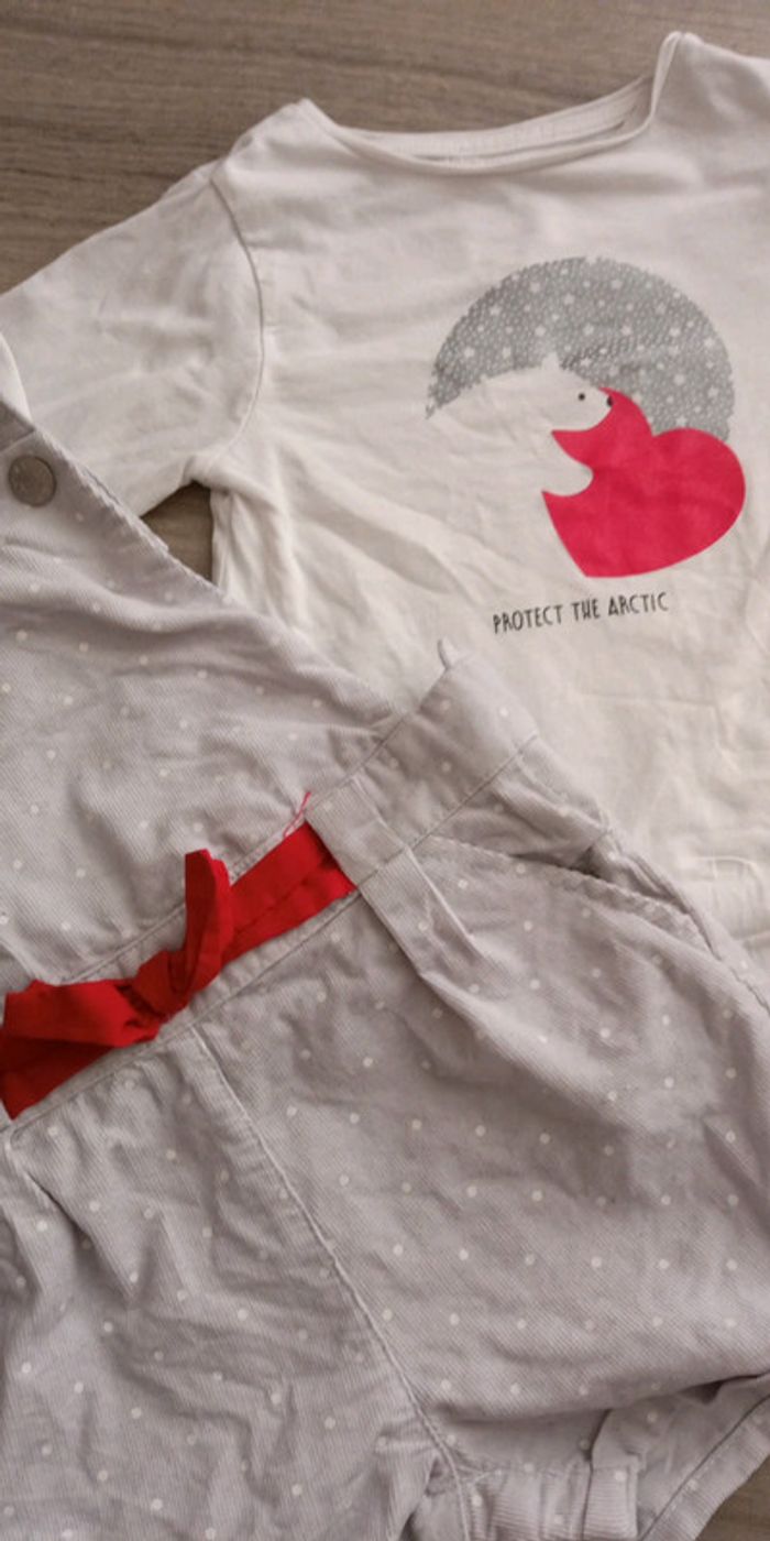 Ensemble T-shirt + short salopette Obaïbi - photo numéro 2