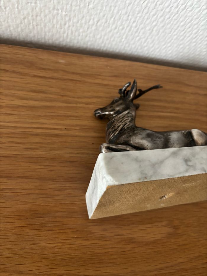 Vintage serre livres cerf marbre et métal - photo numéro 7