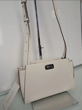 Arthur & Aston sac à main pochette bandoulière été beige crème écru en cuir neuf