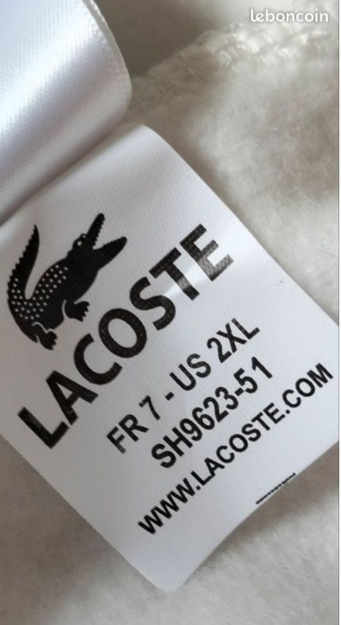 Sweat homme lacoste blanc créme taille XXL 100% coton 50€ - photo numéro 3