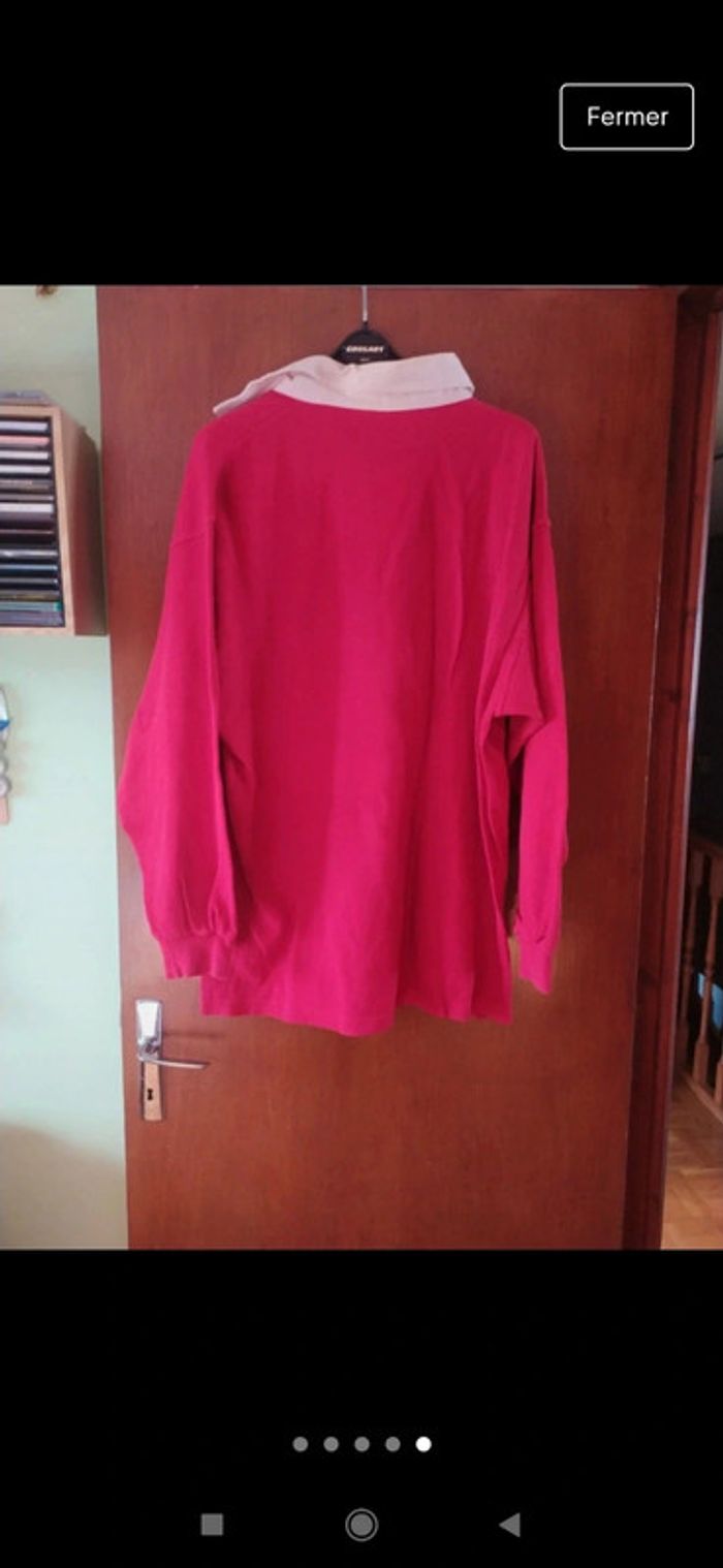 Polo vintage rouge avec col taille L oversize championnat du monde handball - photo numéro 2